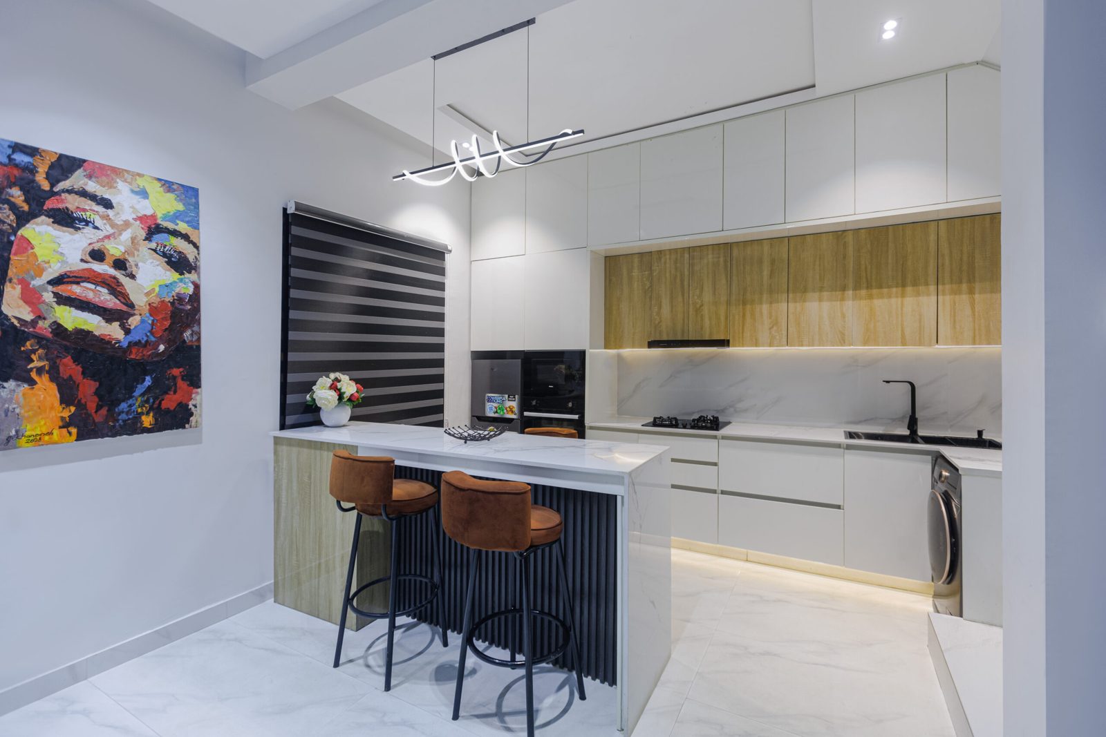 Designer kitchen with breakfast island, Apartment Alpha, Nimbus Nook Ikeja GRA