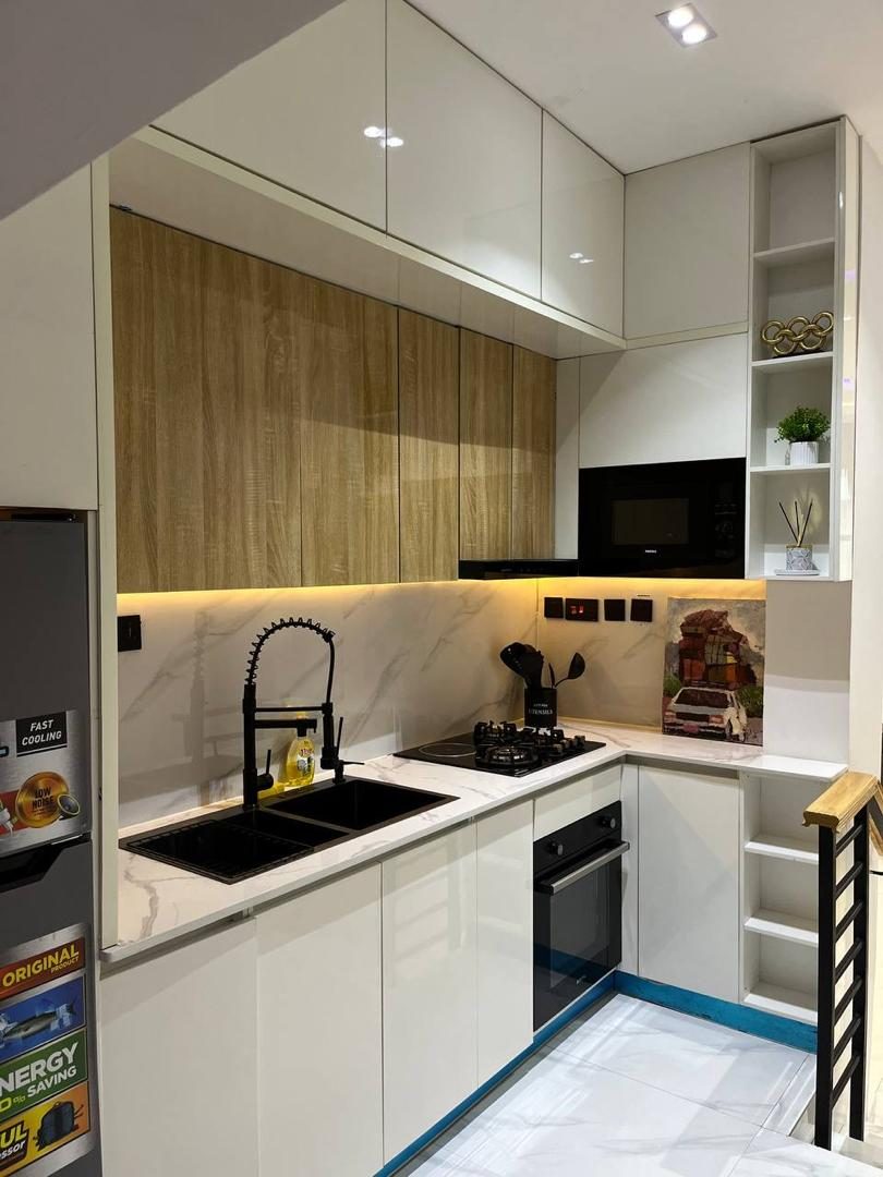 Kitchen with under-cabinet lighting, Apartment Bravo, Nimbus Nook Ikeja GRA