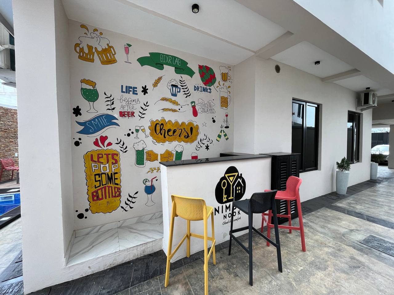 Outdoor bar at Nimbus Nook Apartments, Ikeja GRA
