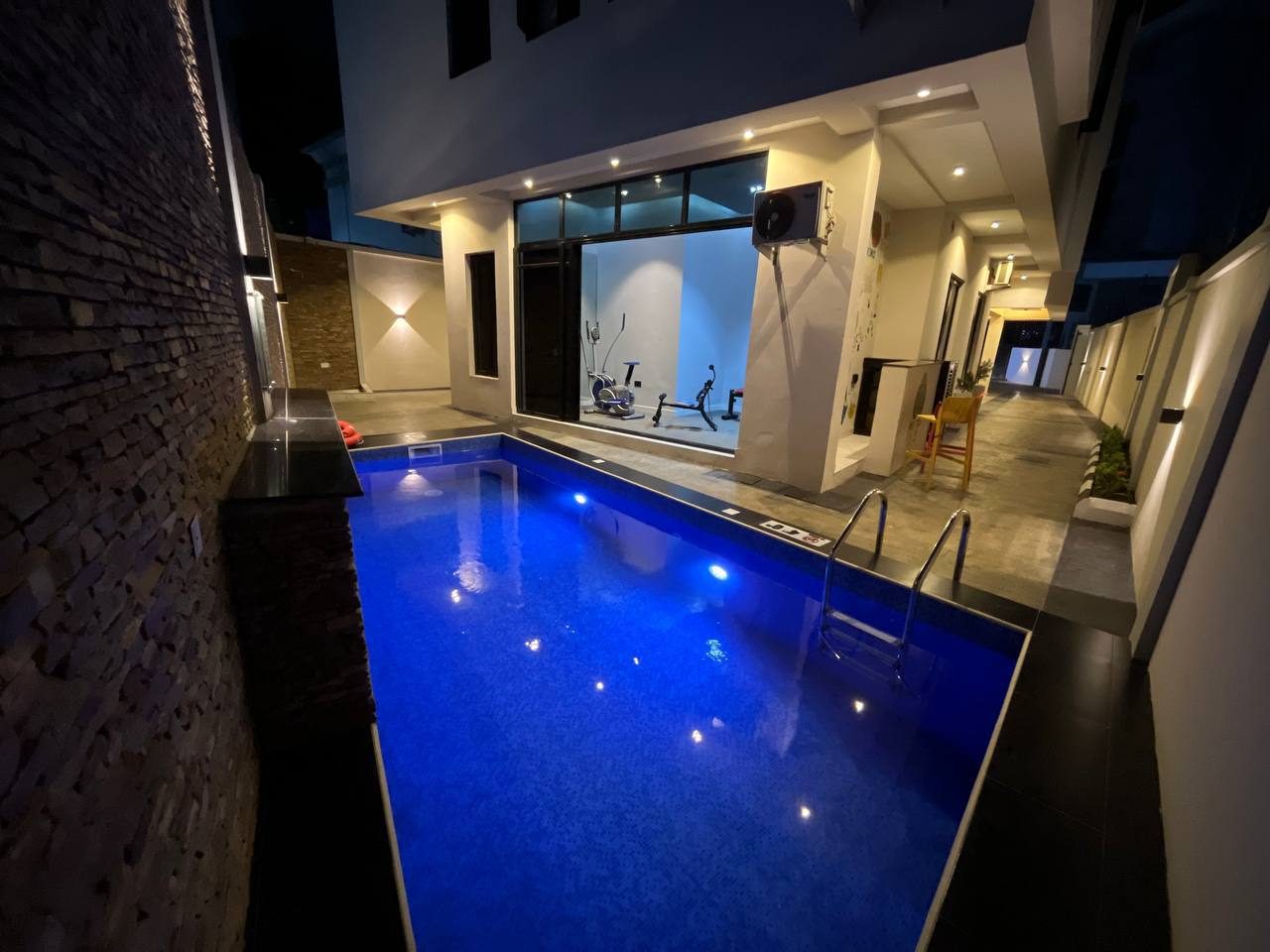 Nimbus Nook swimming pool at night, Ikeja GRA